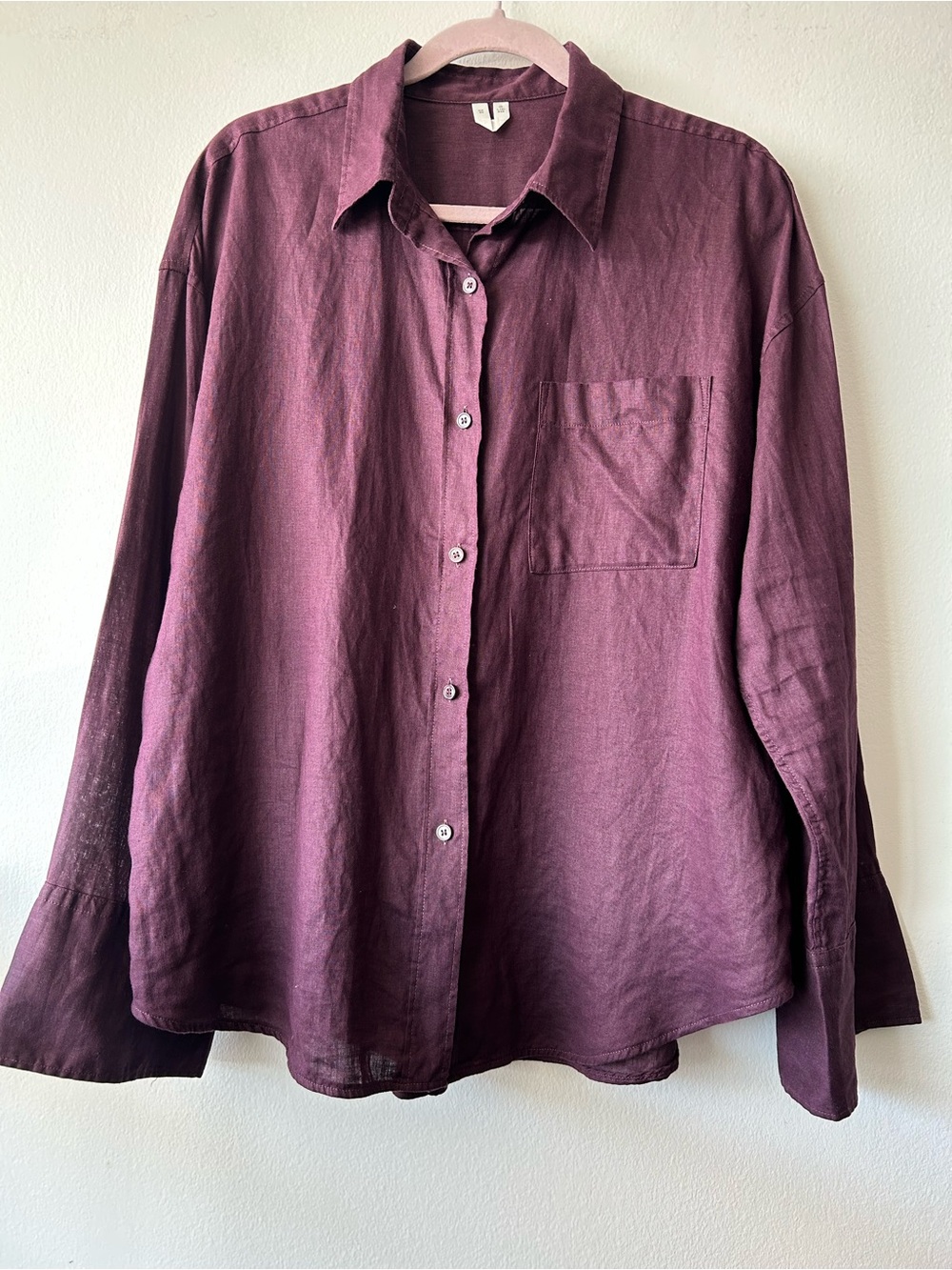 ARKET Button-Up Linen Shirt - Plum